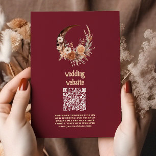 Cartão De Informações Casamento Ocidental Floral Boho QR CODE