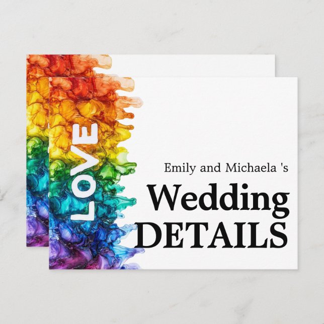Cartão De Informações 🌈 Casamento Online Detalhes LGBTQ Pintados com Am (Frente/Verso)