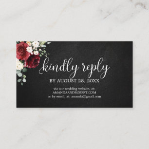 Cartão De Informações Casamento Online RSVP Rustic Burgundy Floral Enclo