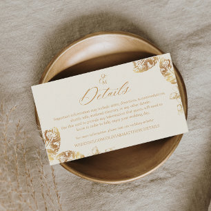 Cartão De Informações Casamento Outonal Dourado Boho Elegante