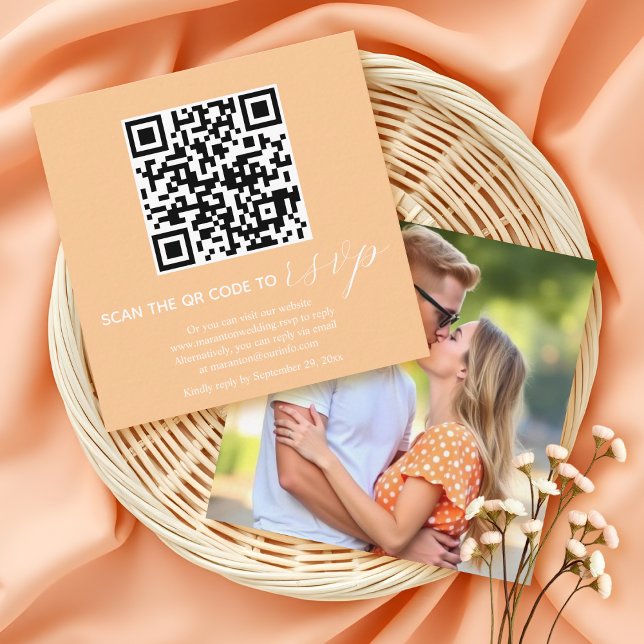 Cartão De Informações Casamento outono de fotos RSVP do código QR da cal (Criador carregado)