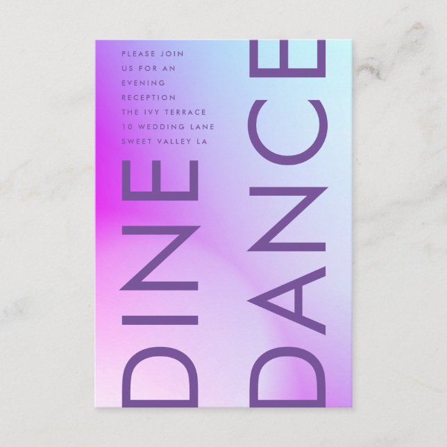 Cartão De Informações Casamento outono Roxo Gradiente Ultra Moderno (Frente)