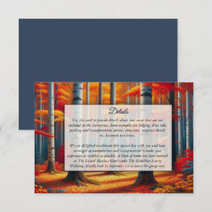 Cartão De Informações Casamento outono Rustic Birch Tree