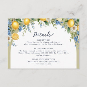 Cartão De Informações Casamento Personalizado Arco de Limão Amalfi Medit