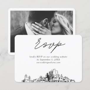 Cartão De Informações Casamento Phoenix Minimalista Esboço RSVP