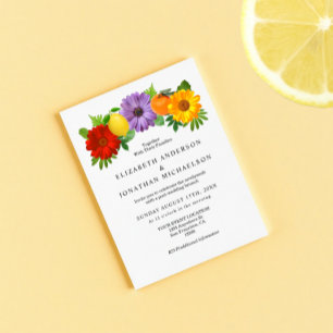 Cartão De Informações Casamento Poste do Jardim Floral de Citrus