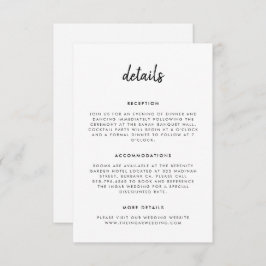 Cartão De Informações Casamento Preto e Branco com Script Simples Modern
