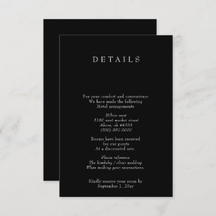 Cartão De Informações Casamento preto e branco moderno mínimo simples