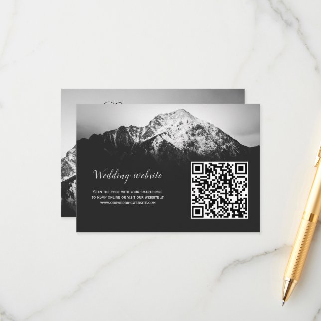 Cartão De Informações Casamento preto e branco sob as montanhas (Frente/Verso In Situ)