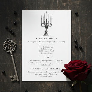 Cartão De Informações Casamento Preto Elegante Vintage Gótico Toile