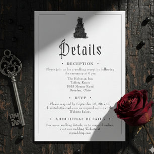 Cartão De Informações Casamento Preto Toile Gótico Vintage Elegante