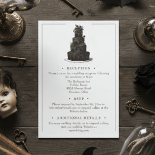 Cartão De Informações Casamento Preto Toile Gótico Vintage Elegante