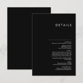 Cartão De Informações Casamento Preto Tradicional Minimalista Moderno