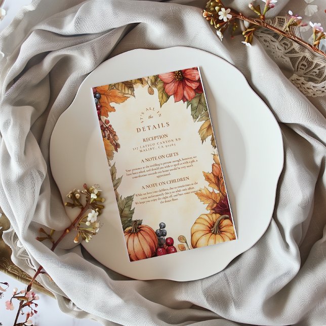 Cartão De Informações Casamento Pumpkin Spice Florals (Criador carregado)