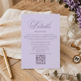 Cartão De Informações Casamento Purple Elegante Minimalista Regência 
