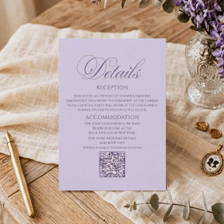 Cartão De Informações Casamento Purple Elegante Minimalista Regência