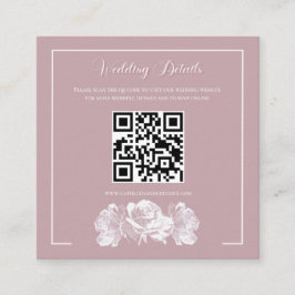 Cartão De Informações Casamento QR Informações Caligrafia Rosa Empoeirad