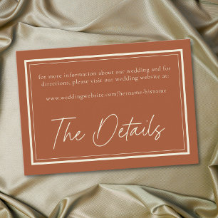 Cartão De Informações Casamento Quadro Minimalista Terracota Enferrujado