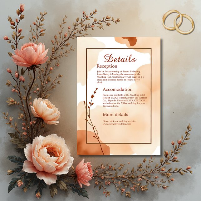 Cartão De Informações Casamento quente de abstrato boho castanho (Criador carregado)