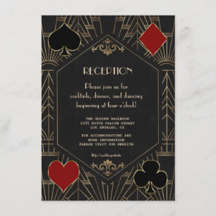 Cartão De Informações Casamento Recepção Gatsby Casino Dourado Preto 20s