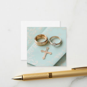 Cartão De Informações Casamento religioso verde da Casa Mint