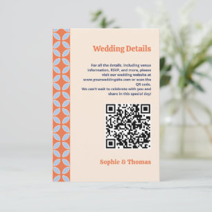 Cartão De Informações Casamento Retro de Meados do Século
