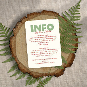Cartão De Informações Casamento Retro Moderno em Tons Terrosos e Funky e