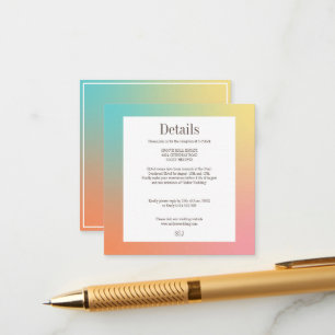 Cartão De Informações Casamento Retroelegante Retrorna Pink Pastel