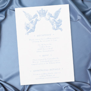 Cartão De Informações Casamento Rococó Azul Francês Realeza Vintage Eleg