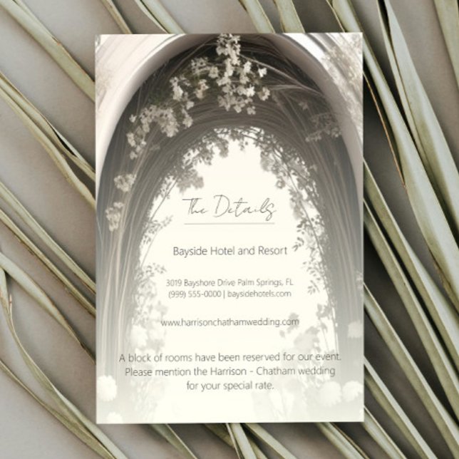 Cartão De Informações Casamento Romântico de Arca Botânica (Romantic Boho Botanical Arch Wedding Enclosure Card)