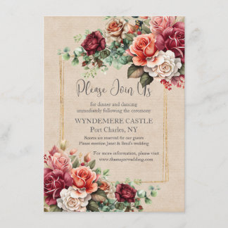 Cartão De Informações Casamento Romântico de Eucalyptus Rosa Floral