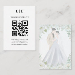 Cartão De Informações Casamento Romântico em Aquarela
