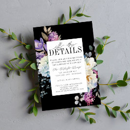 Cartão De Informações Casamento Romântico Floral Moody Dark Fllowers