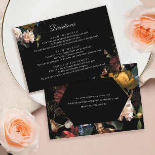 Cartão De Informações Casamento Romântico Floral Sombrio Painterly Holan