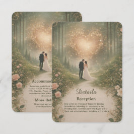 Cartão De Informações Casamento Romântico Floresta Medieval Encantada Co