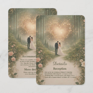 Cartão De Informações Casamento Romântico Floresta Medieval Encantada Co