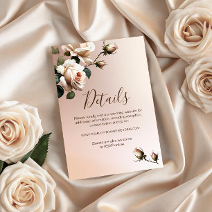 Cartão De Informações Casamento Rosa Beige Óleo Rosa Luxuoso