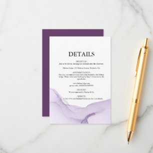 Cartão De Informações Casamento Roxo Aquarela Moderna