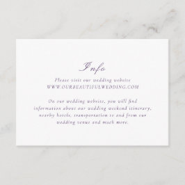 Cartão De Informações Casamento Roxo Elegante Limpo