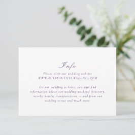 Cartão De Informações Casamento Roxo Elegante Limpo