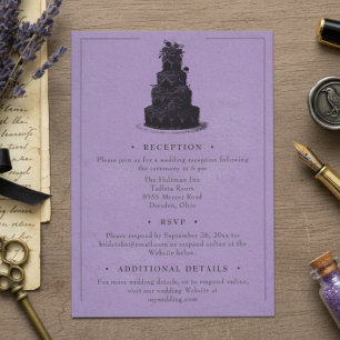 Cartão De Informações Casamento Roxo Preto Gótico Vintage