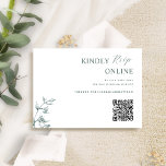 Cartão De Informações Casamento RSVP de Código QR Elegante Verde e Branc<br><div class="desc">Cartão de cerimônia de casamento RSVP no site Elegante, moderno, branco e branco do QR Code, com tipografia contemporânea, talento mínimo e elementos botânicos sutis desenhados à mão. Capacidade de adicionar seu código QR, bem como seu endereço de site de casamento para aqueles convidados que preferem digitar o endereço, em...</div>