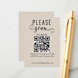 Cartão De Informações Casamento RSVP de Código QR Moderno Elegante