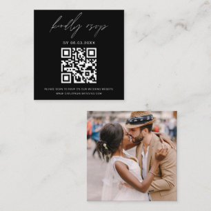 Cartão De Informações Casamento RSVP Minimalista de Código QR de Foto de