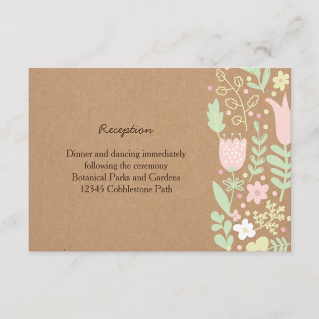 Cartão De Informações Casamento Russo Boho Pastel Floral Wreath (Frente)