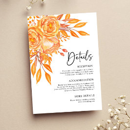 Cartão De Informações Casamento Russo Floral Moderno Terracotta