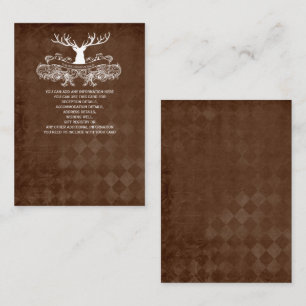 Cartão De Informações Casamento Rustic Antler Deer Winter Woodland