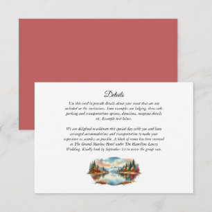 Cartão De Informações Casamento Rustic Autumn Lakeside Forest
