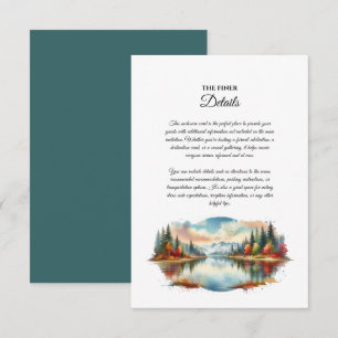 Cartão De Informações Casamento Rustic Autumn Lakeside Forest