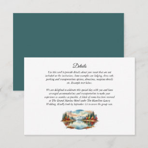 Cartão De Informações Casamento Rustic Autumn Lakeside Forest